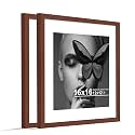 Art Street Synthetic Document Large Size Wall Photo Frame, Set Of 2 Big Frames For Wall Artwork, Certificates, Picture &amp; Photographs Home Decor (16x16 Inch, Matted To: 12X12 Inch, Brown)