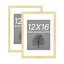 Art Street Synthetic Document Large Size Wall Photo Frame, Set Of 2 Big Frames For Wall Artwork, Certificates, Picture &amp; Photographs Home Decor(12x16 Inch, Matted To: 8x10 Inch, Beige)