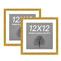 Art Street Synthetic Document Large Size Wall Photo Frame, Set Of 2 Big Frames For Wall Artwork, Certificates, Picture &amp; Photographs Home Decor (12x12 Inch, Matted To: 8x8 Inch, Gold)