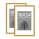 Art Street Synthetic Document Large Size Wall Photo Frame, Set Of 2 Big Frames For Wall Artwork, Certificates, Picture & Photographs Home Decor(16x24 Inch, Matted To: 12X16-A3 Inch, Gold)