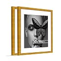 Art Street Synthetic Document Large Size Wall Photo Frame, Set Of 2 Big Frames For Wall Artwork, Certificates, Picture &amp; Photographs Home Decor (10x10 Inch Matted To: 8x8 Inch, Gold)
