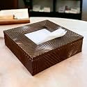Art Street Tissue Box Holder with Cover, Square Facial Tissue Paper Box Jewellery Box, Napkin Dispenser Box for Home, Office &amp; Restaurant(Coffee, Size: 7.5x7.5x2.5 Inch)