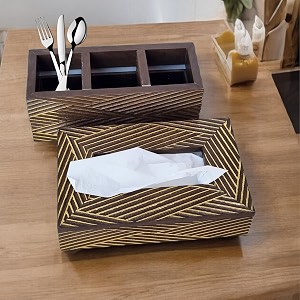 art street tissue box holder rectangle facial tissue paper box with stationery cutlery holder decorative organizer napkin dispenser box for home office amp restaurant coffee size 9x6x23 inch