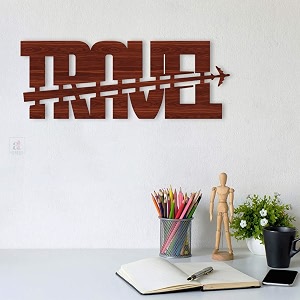 art street travel brown mdf plaque cutout ready to hang for home office wall art decor wall art hanging decorative item home decoration size -45 x 12 inches