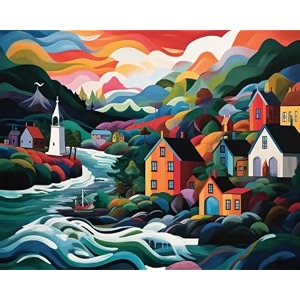 art therapy pcn33 paint by number kit 15 x 20 inch linen canvas for adults amp kids  diy 2 set acrylic oil painting colors with brushes for home decor  easy for beginners whispering waterscape
