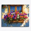 Art Therapy Pcn34 Paint by Number Kit 15 x 20 Inch Linen Canvas for Adults & Kids | DIY 2 Set of Acrylic Oil Painting Colors with Brushes for Home Decor | Easy for Beginners (Flowers at the Heart Window)