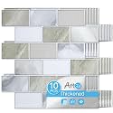 Art3d 10-Pack Subway Peel and Stick Backsplash, Beige & White, 12 x 12 Inch