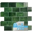 Art3d 10-Pack Subway Tiles Peel and Stick Backsplash, Green, 12 x 12 Inch