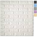 Art3d 20-Pack Durable Faux Brick Peel and Stick 3D Wall Panels, White