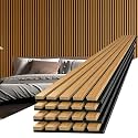 Art3d 4-Pack Soundproof Wood Slat Wall Panels, 104 x 15.75 Inch, Teak
