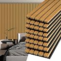 Art3d 8-Pack Fluted Acoustic Wood Slat Wall Panel, 107 x 8 Inch, Walnut