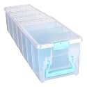 ArtBin 6925AA Semi Satchel with Removable Dividers, Portable Art &amp; Craft Organizer with Handle, [1] Plastic Storage Case, Clear - Aqua Accents (Pack of 4)
