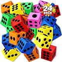 ArtCreativity Pack of 24 Colored Foam Dice Set -1.5 Inches Big - Colorful Dice Set - Six Assorted Colors - Fun Playing Kids Math Games, Classroom Games - Great Gift for Kids