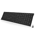Arteck 2.4G Wireless Keyboard Stainless Steel Ultra Slim Full Size Keyboard with Numeric Keypad for Computer/Desktop/ PC/Laptop/ Surface/Smart TV and Windows 10/8/ 7 Built in Rechargeable Battery