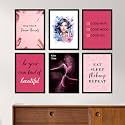 ARTELLY Makeup Set Quotes Salon Art Framed Wall Posters/Paintings with Frame - Studio Photo Frames Decoration Items - Women Beauty Parlour Theme Combo (Set of 6) (10x13 inch, Quote 1)