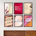 ARTELLY Makeup Set Quotes Salon Art Framed Wall Posters/Paintings with Frame - Studio Photo Frames Decoration Items - Women Beauty Parlour Theme Combo (Set of 6) (13x17 inch, Quote 5)