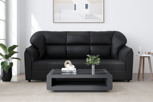 artesia 3 seater sectional leatherette sofa leatherette 3 seater  sofa finish color - black pre-assembled
