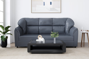 artesia sectional leatherette leatherette 3 seater  sofa finish color - grey pre-assembled