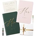 ARTESORI Wedding Vow Book for Her &amp; Him, Soft Touch, Gold Engraving, 28 Lined Pages, Wedding Vow Books His and Hers, Wedding Essentials, Wedding Registry Gifts, His and Hers Gifts [Blush &amp; Pine]