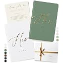 ARTESORI Wedding Vow Book for Her & Him, Soft Touch, Gold Engraving, 28 Lined Pages, Wedding Vow Books His and Hers, Wedding Essentials, Wedding Registry Gifts, His and Hers Gifts [Sage & White]