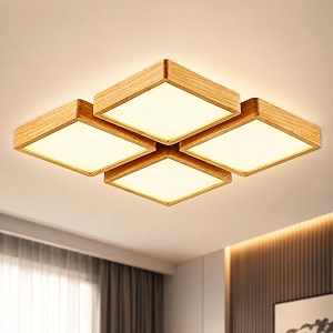 artica square modern wooden led ceiling light 25w warm white integrated led flush mount ceiling fixture contemporary surface mount light for living room bedroom hallway amp home restaurant amp bar