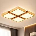 Artica Square Modern Wooden LED Ceiling Light, 25W Warm White Integrated LED Flush Mount Ceiling Fixture, Contemporary Surface Mount Light for Living Room, Bedroom, Hallway & Home Restaurant & Bar