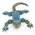 Articulated Armadillo Lizard - PrimalCrest Gradient Forest Green &amp; Sky Blue, 3D Printed Armored Reptile Figure, Desert Lizard Collectible, Poseable Display Decor, Fantasy Creature Gift