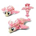Articulated Dragon – 3D Printed Mythical Creature Gift, Posable Jointed Companion, Collectible Detailed Shelf or Desk Decoration - for Adults (Cherry Blossom Dragon)