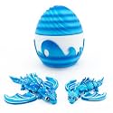 Articulated Dragon with Fantasy Egg – 3D Printed Mythical Creature Gift, Posable Jointed Companion, Collectible Detailed Shelf or Desk Decoration - For Adults (Blue Ocean Dragons + Egg)
