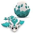 Articulated Dragon with Fantasy Egg – 3D Printed Mythical Creature Gift, Posable Jointed Companion, Collectible Detailed Shelf or Desk Decoration - for Adults (Emerald Dragon + Egg)