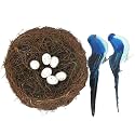 Artificial Bird Nest with Bird and Eggs, Artificial Feathered Birds Nest