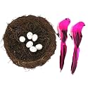 Artificial Bird Nest with Bird and Eggs, Artificial Feathered Birds Nest Eggs Easter Decor Home Ornament for Home Garden Decoration DIY Craft Tree Decoration