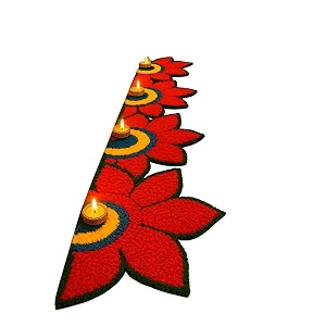 Artificial Flower Petal Rangoli Mat Red 12