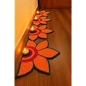 Artificial Flower Petal Rangoli Mat Red 12