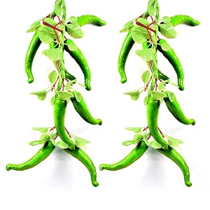 artificial green chilli hanging string for kitchen decor  realistic fake vegetable wall hanging for home amp restaurant decoration combo 2 pc