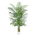 Artificial Palm Tree 7FT - Fake Tree with White Planter - Faux Tropical Areca Floor Plant in Pot - Artificial Silk Plant for Home Office Living Room Decor Indoor Outdoor Artificial Trees