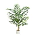 Artificial Palm Tree Indoor Plant 4FT Tall Fake Tropical Palm Tree in Pot, Real Bark Design Faux Areca Palm Tree for Home Office Living Room Bedroom Farmhouse Modern Outdoor Topiary Tree (13 Trunks)
