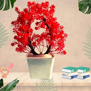 Artificial Red Plant Set for Decoration with