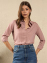 Artihc Women Self Design Casual Pink Shirt