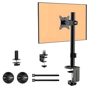 artikel single monitor arm eco  adjustable heavy duty monitor arm  vesa mount with c clamp amp grommet mounting base  computer monitor stand for screen up to 32 inch  table mounted  black