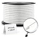Artilife Flag Pole Rope,3/8" Wire Center Flagpole Rope,Braided Polyester Line with Steel Center Marine Grade (3/8" x 100ft)