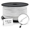Artilife Flag Pole Rope,5/16" Wire Center Flagpole Rope,Braided Polyester Line with Steel Center Marine Grade (5/16" x 150 Ft)