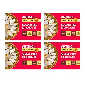 artinci sugar free kaju katli pack of 4 x 160g  low carb keto friendly pure tasty amp healthy indian sweets vegan made with pure cashew nuts ideal for special occasion amp festivals sugarfree mithai