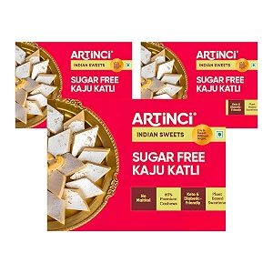 artinci sugar free kaju katli pack of 3 x 160g  low carb keto friendly pure tasty amp healthy indian sweets vegan made with pure cashew nuts ideal for special occasion amp festivals sugarfree mithai