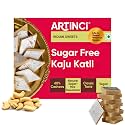 Artinci Sugar Free Kaju Katli 160gm, Low Carb, Keto-Friendly Mithai, Vegan, Diabetic-Friendly healthy Indian Sweets, Made with Pure Cashew Nuts, Holi Gift Box
