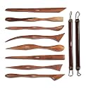 ARTIOS Wooden Clay Modelling Tools, Double-Ended, Brown, Set of 10