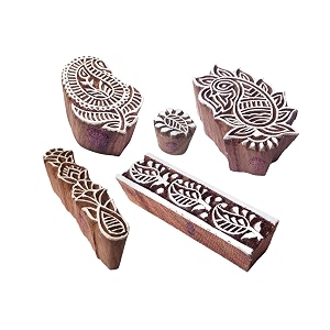 artisan designs border and paisley wooden printing blocks set of 5