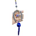 Evil Eye Hanging for Home Entrance, Car Mirror, House Door Decoration, Horseshoe with Elephant and Bell Nazar Battu for Home Protection, Good Luck Charm