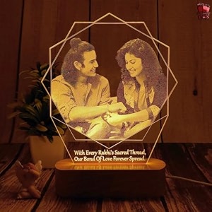 artistic gifts acrylic personalized 3d illusion photo led transparent lamp rakhi gift for sister  photo frame for rakshabandhan gift rakhi hamper rakhi unique return gifts for brother rakhi 1