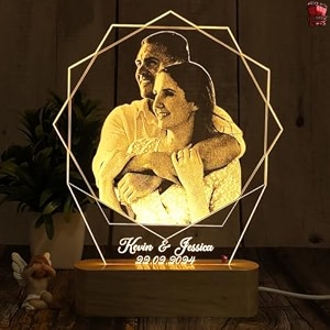 artistic gifts acrylic handcrafted personalized 3d illusion photo lamp for couples customized photo frame night lamp wedding anniversary gift for valentine couple wife husband parents friends